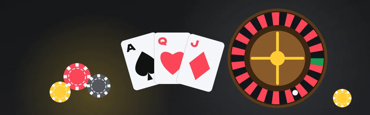 Roulette wheel, playing cards and chips — the Boomerang Casino live casino